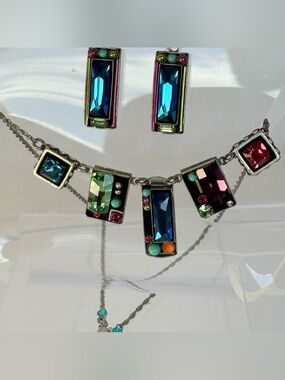 Firefly Architectural Swarovski Crystal Mosaic Necklace & Earrings Set